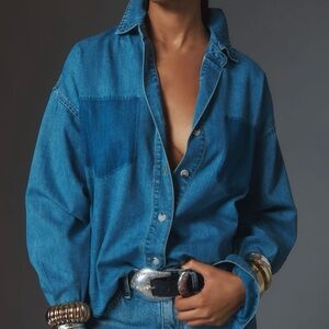 Denim puff sleeve Mable Top oversized